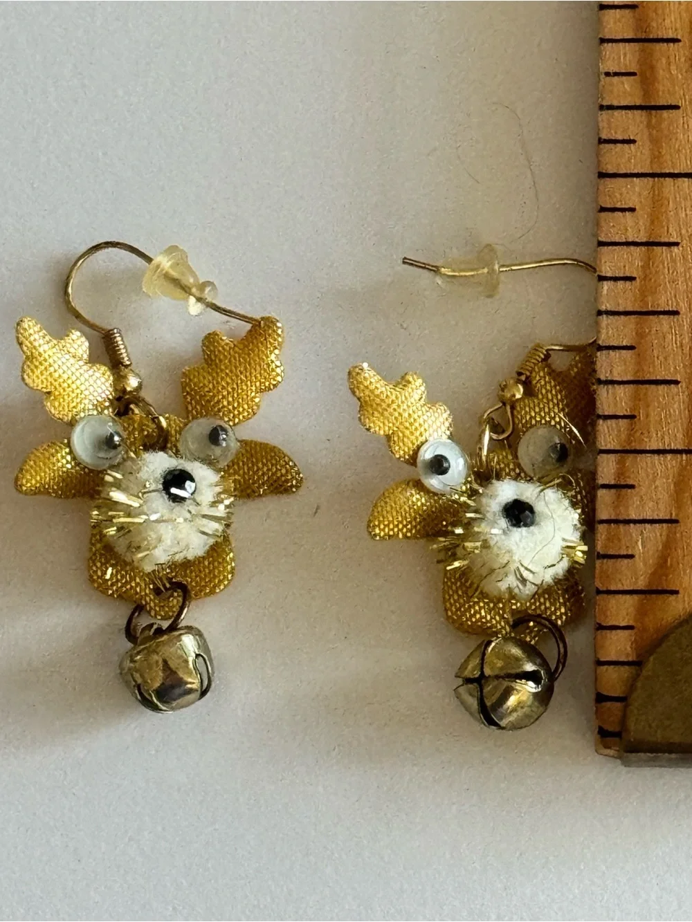Cute Christmas Reindeer Googly Eye Jingle Bell Earrings Holiday